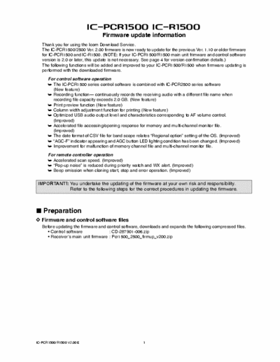   IC-PCR & R1500 (FIRM 2.00 UPDATE INFO) ENG